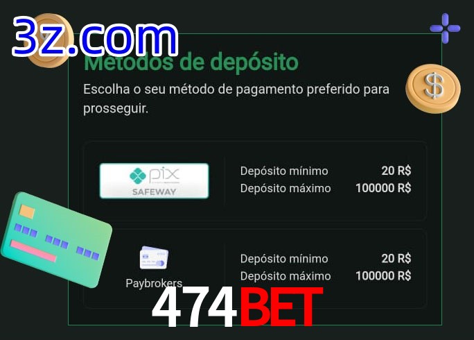 O cassino 474BET oferece uma grande variedade de métodos de pagamento